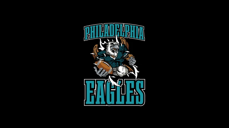 Philadelphia Eagles Logo Wallpaper, Black Background, 5K