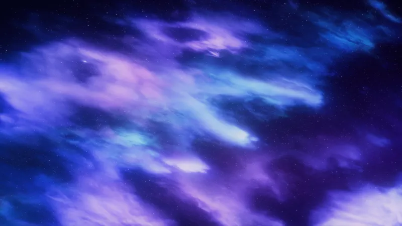 Violet nebula wallpaper, Blue cosmic clouds, Stars