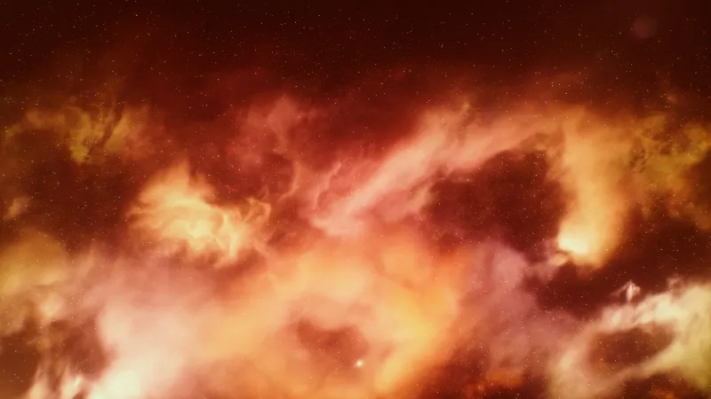 Orange nebula wallpaper, Fiery cosmic clouds, Deep space