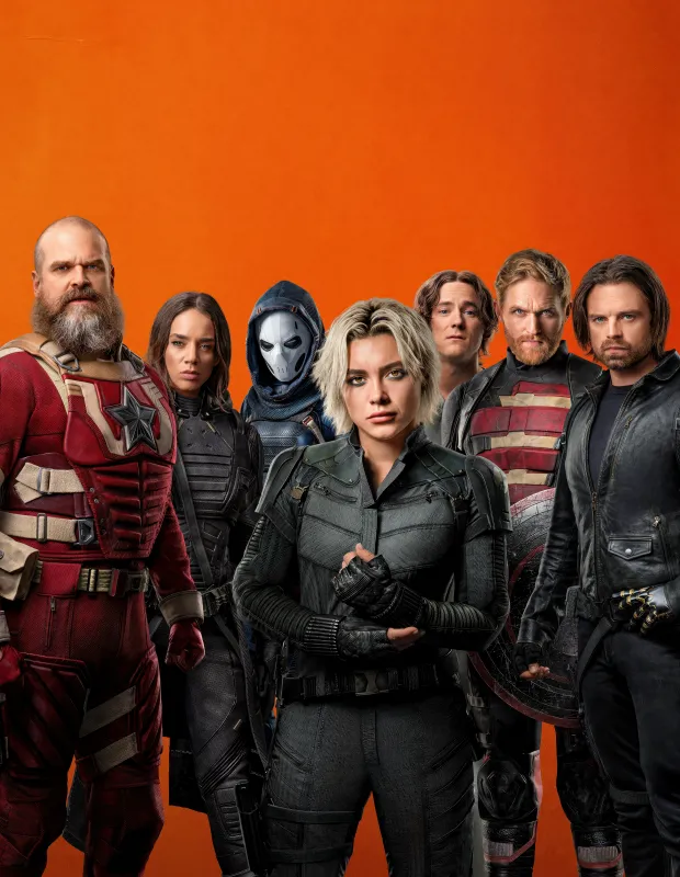 Thunderbolts, 5K background, Black Widow, Bucky Barnes, Taskmaster, Red Guardian, Marvel Superheroes, Yelena Belova, U.S. Agent, Ava Starr (Ghost)
