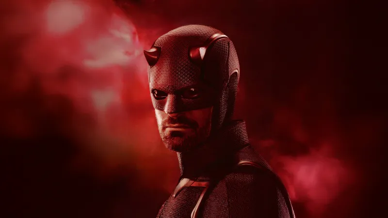Charlie Cox as Matt Murdock, Daredevil: Born Again, Red background 5K