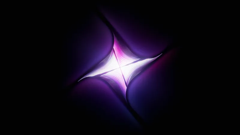Purple glowing star wallpaper, Fractal light, AMOLED