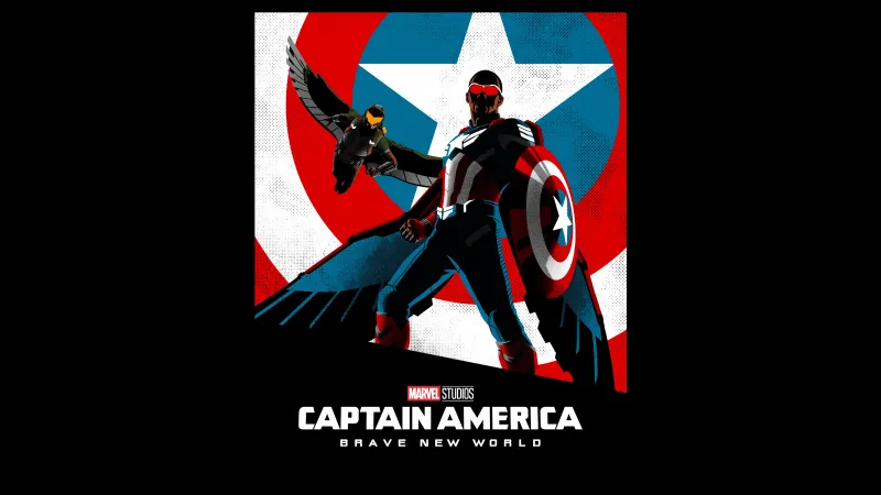 Captain America: Brave New World Artwork, Black background 8K