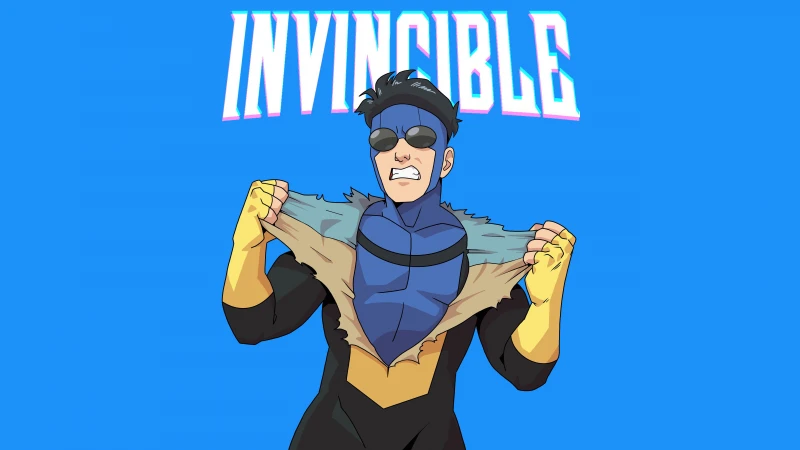 Invincible, Blue background 5K