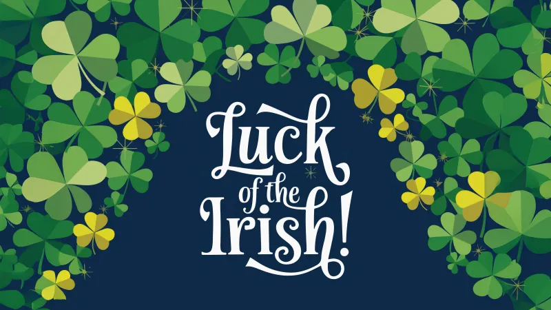 Luck of the Irish Greeting Card, St. Patrick's Day, Shamrock, Four-leaf clovers, 5K wallpaper