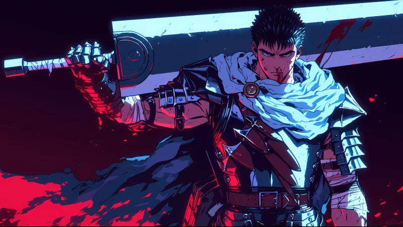 Guts Artwork, Berserker Armor, Dragon Slayer, 5K wallpaper