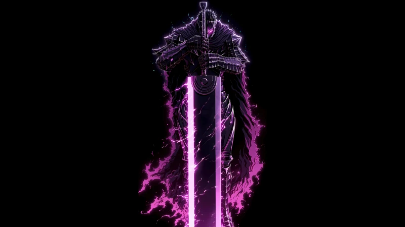 Neon Guts, Berserker Armor, Black background 5K