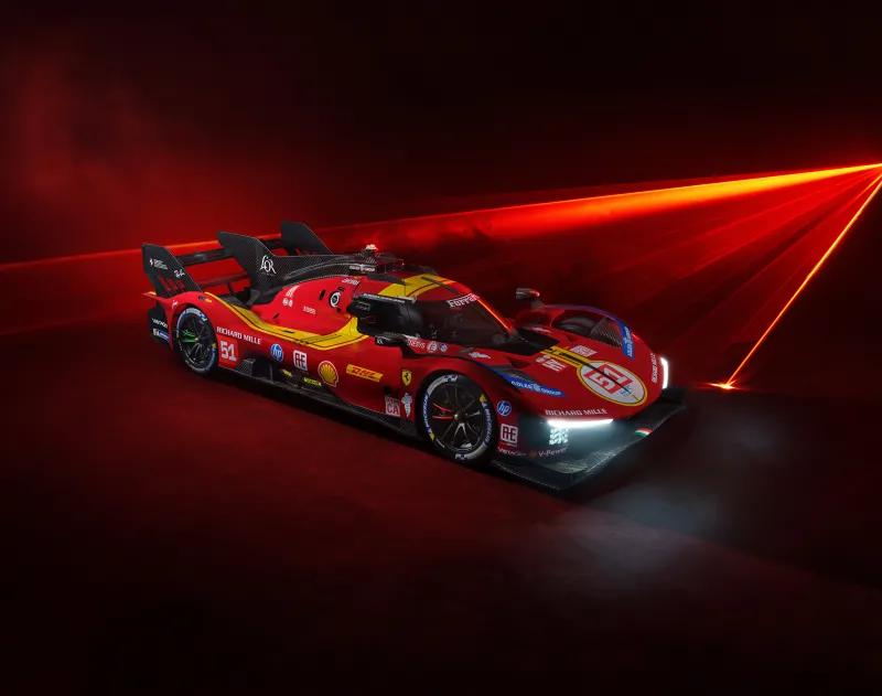 Ferrari 499P, Le Mans Hypercar, Red laser lights, 2025 wallpaper