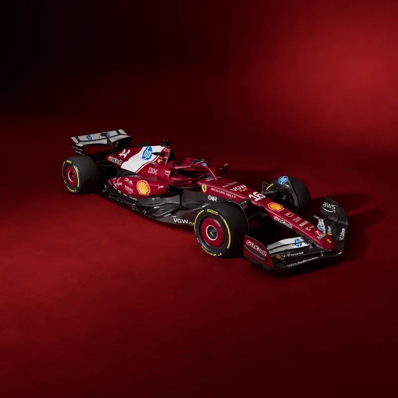 Ferrari SF-25 wallpaper, Formula 1 car, Scuderia Ferrari HP, Red background, 2025