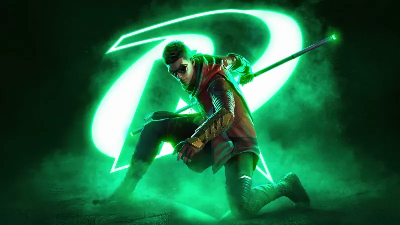 Robin, Gotham Knights, Neon Green background