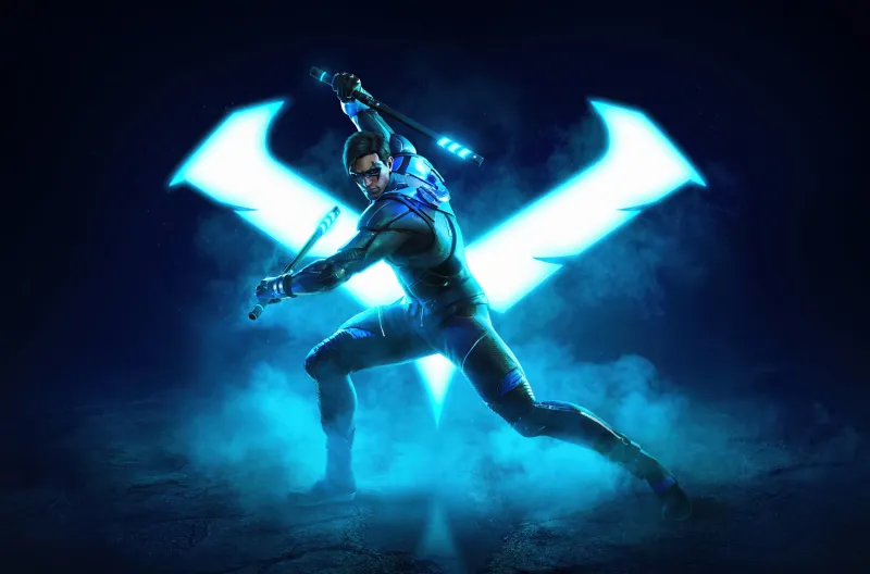 Neon Nightwing, Gotham Knights, 5K wallpaper