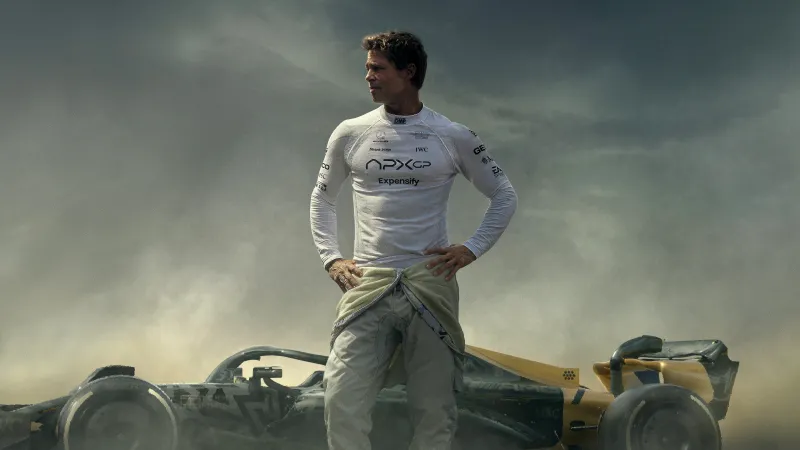 Brad Pitt as Sonny Hayes, F1: The Movie, 5K wallpaper