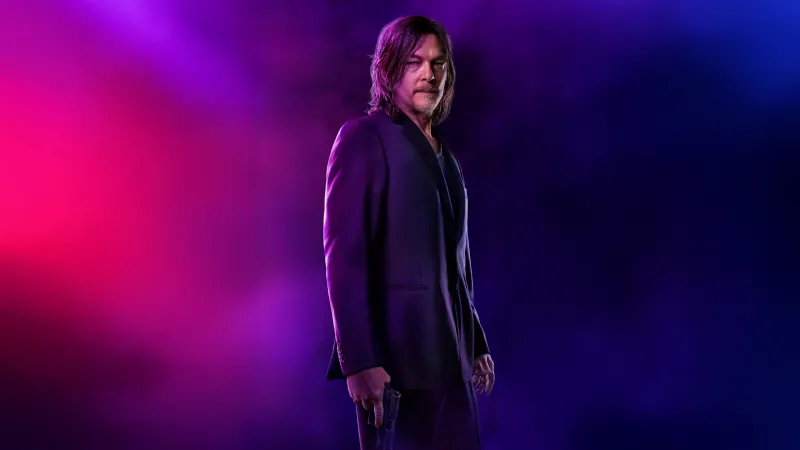Norman Reedus in Ballerina, Neon background 5K