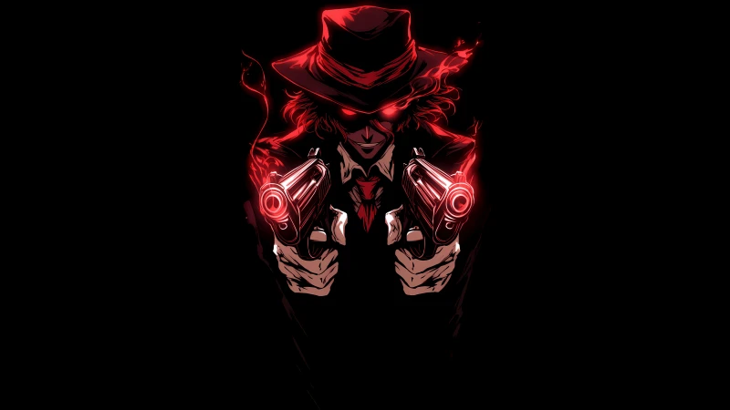 Alucard Gothic, Hellsing, Vampire, Black background 5K