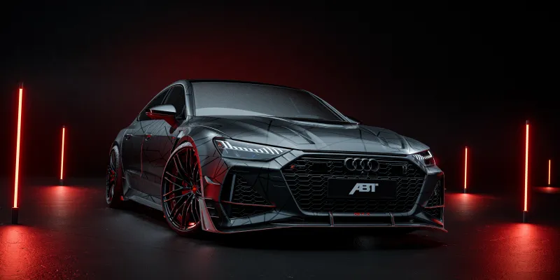 ABT RS7-R, Ultrawide 5K wallpaper, Audi RS 7, Neon Lights