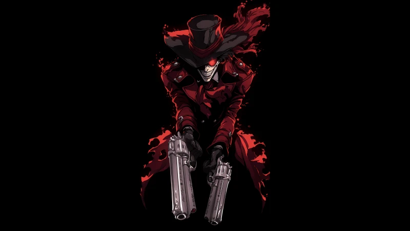 Alucard Guns, Hellsing Vampire, Black background 5K