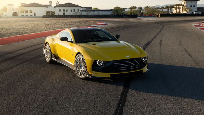 Aston Martin Valour wallpaper, Yellow sports car, Race track, Manual V12, 2025