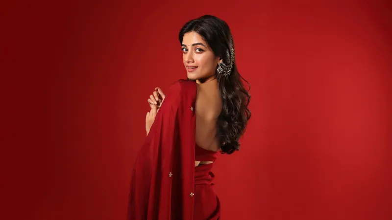 Bhagyashri Borse, Red Saree