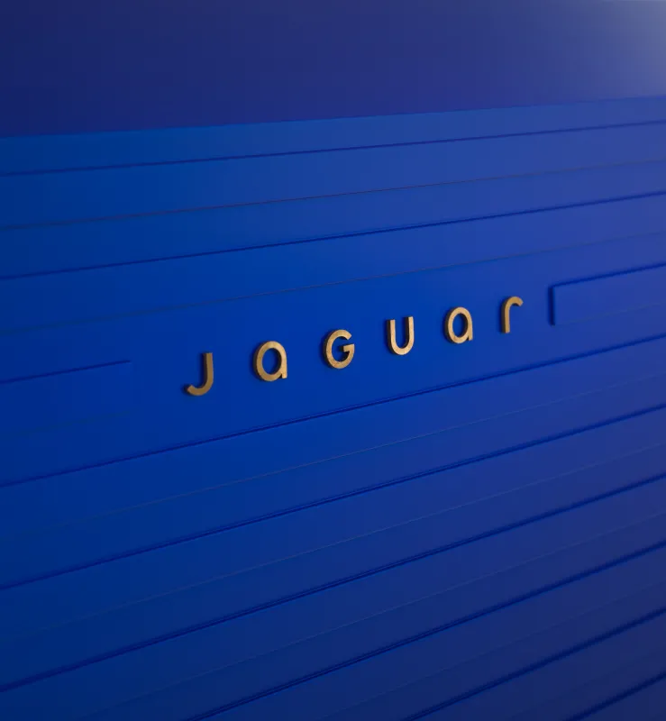 Jaguar New logo, French Ultramarine, Blue background 8K