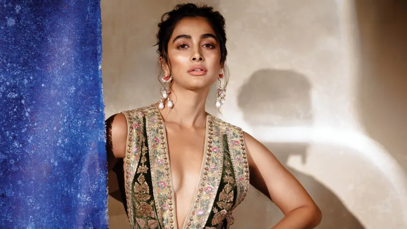 Pooja Hegde, Fashion Wallpaper, Ethnic Wear, 5K Resolution