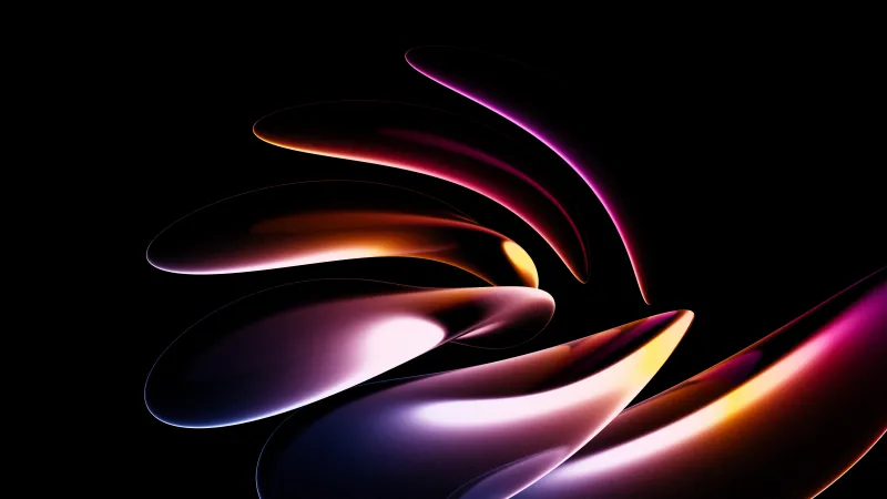 Glowing petal shapes wallpaper, AMOLED, Fluid 3D