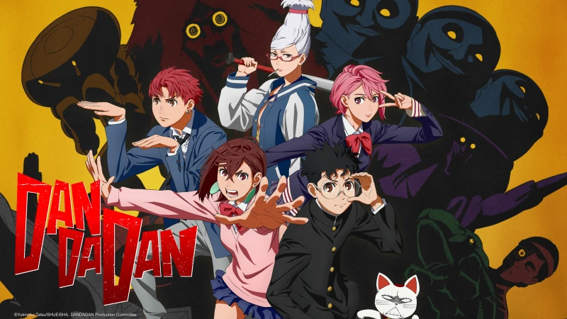 Dandadan Anime poster 4K, Momo (Dandadan), Okarun (Dandadan)