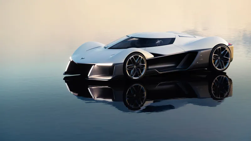 Chevrolet Corvette Concept, Mirror water, Electric supercar, 5K wallpaper