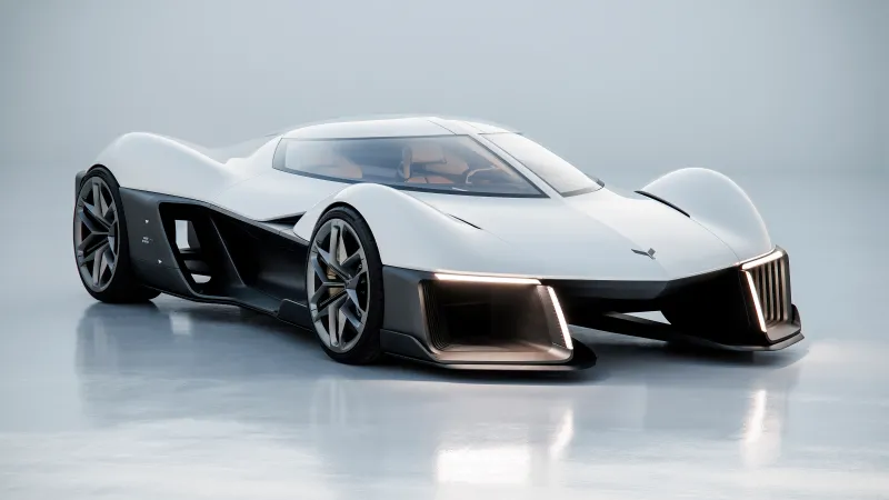 Corvette Concept wallpaper, Electric supercar, White studio, 2025