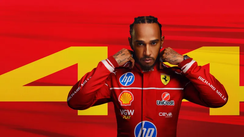 Lewis Hamilton, F1 25, Red background 4K