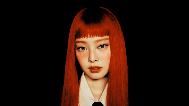 Jennie, Ruby red, Black background 8K