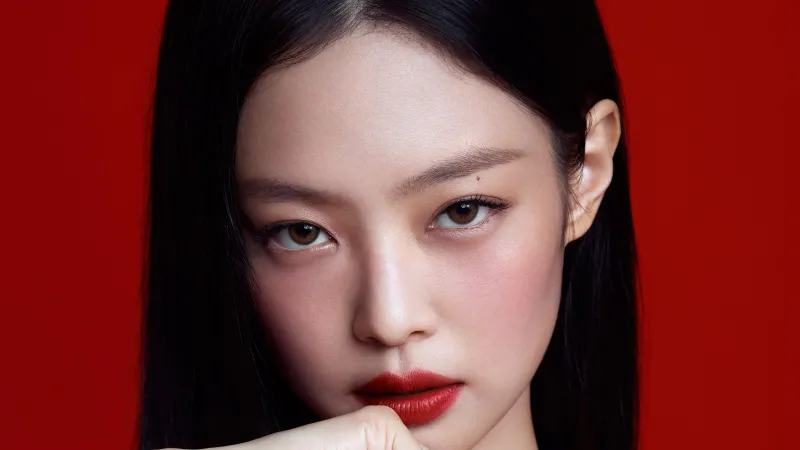 Jennie Ruby, 5K Wallpaper, Red Background