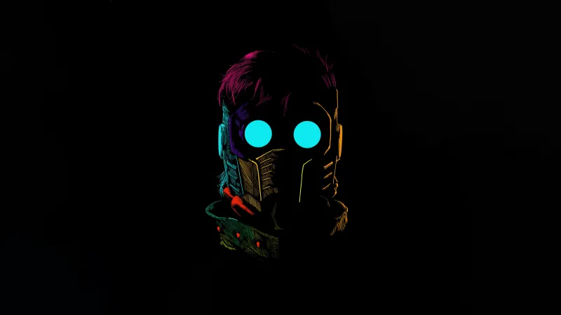 Star-Lord Minimalist, AMOLED Black background 5K