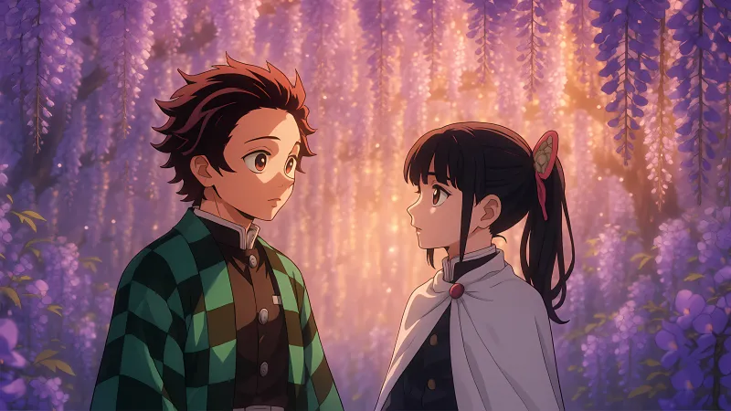 Tanjiro Kamado, Kanao Tsuyuri, Demon Slayer: Kimetsu no Yaiba, 8K wallpaper