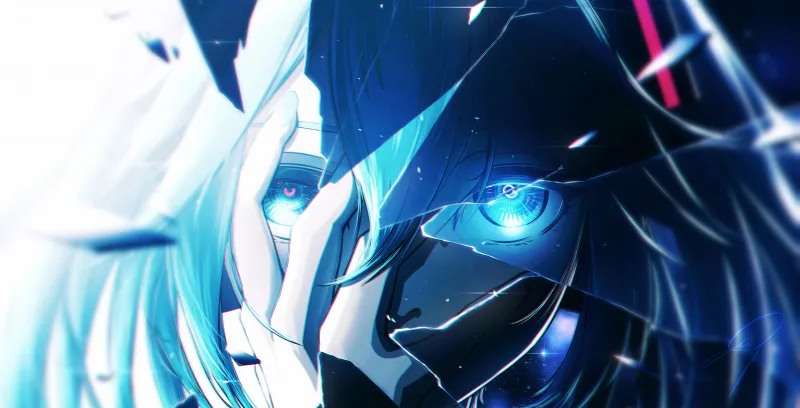 Cyberpunk Hatsune Miku, Ultrawide 5K wallpaper, Futuristic, Anime girl, Blue eyes