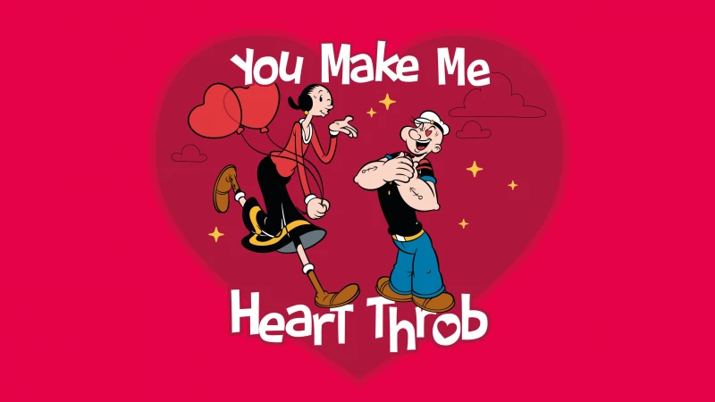 Popeye, Red heart wallpaper 5K