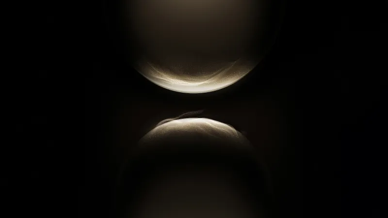 Golden Glowing Wallpaper, Spheres, Shimmering Particles