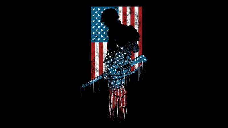 Patriotic soldier wallpaper, American flag art, Military tribute