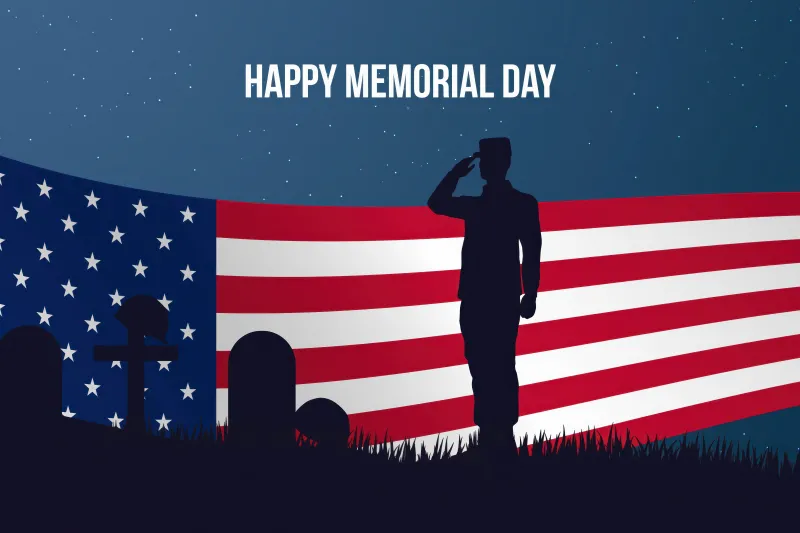 Memorial Day wallpaper, American flag, Soldier salute, Military remembrance