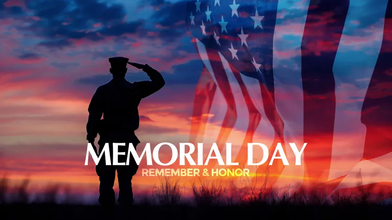 Memorial Day wallpaper, Patriotic tribute, Soldier silhouette, American flag sunset