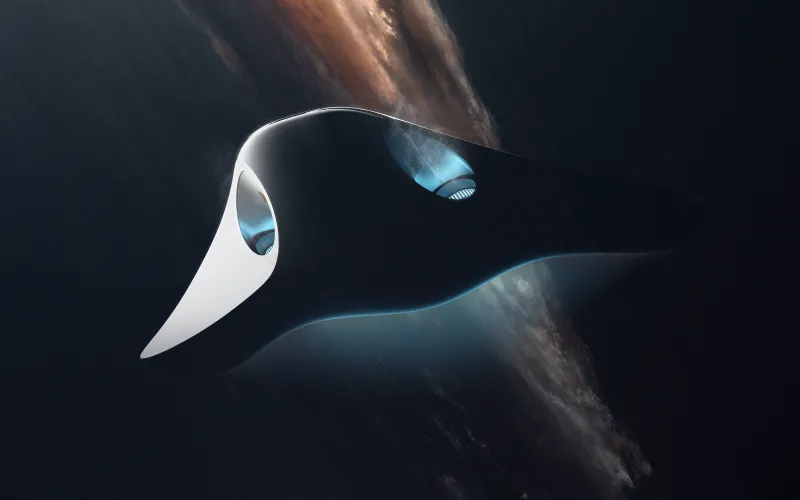 Manta spaceship wallpaper, Deep space, Concept art