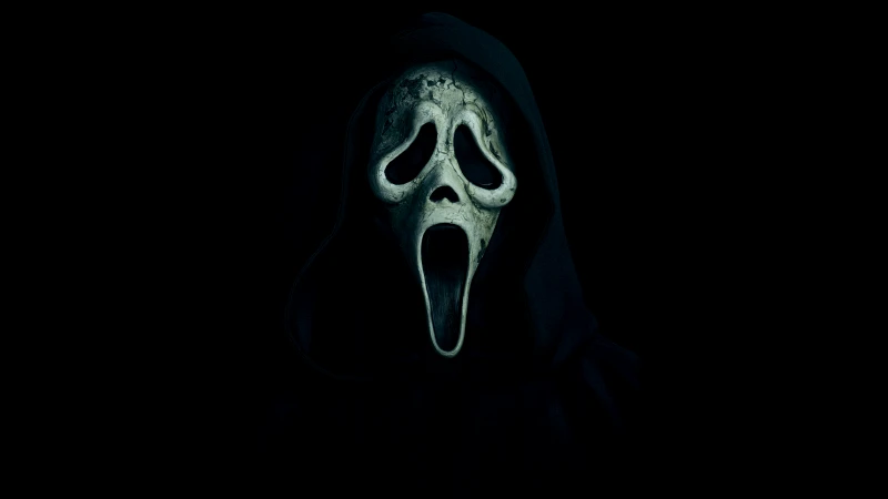 Scream Ghostface, AMOLED Black background 5K
