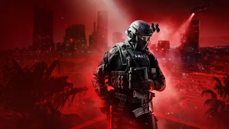 Ready or Not Game poster, SWAT, Red background 4K