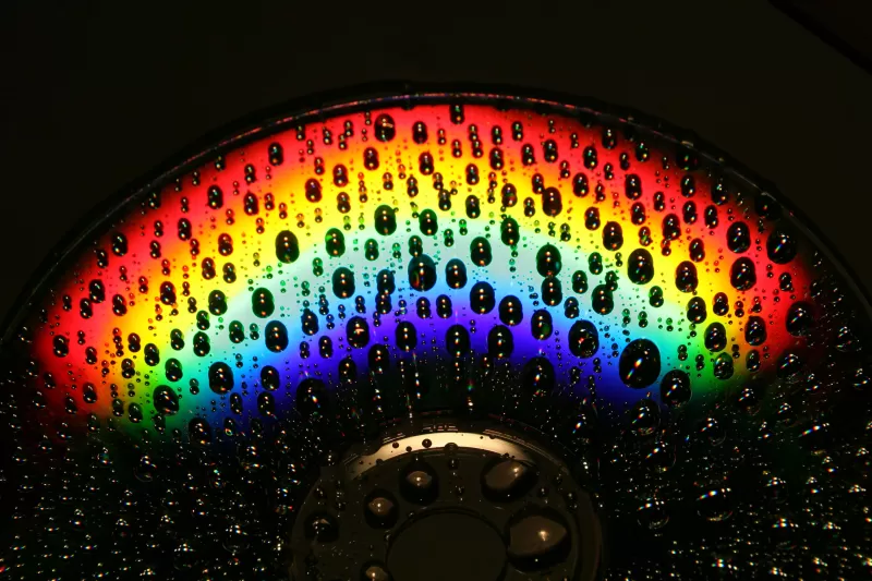 Rainbow, CD, Droplets, Macro, Dark background