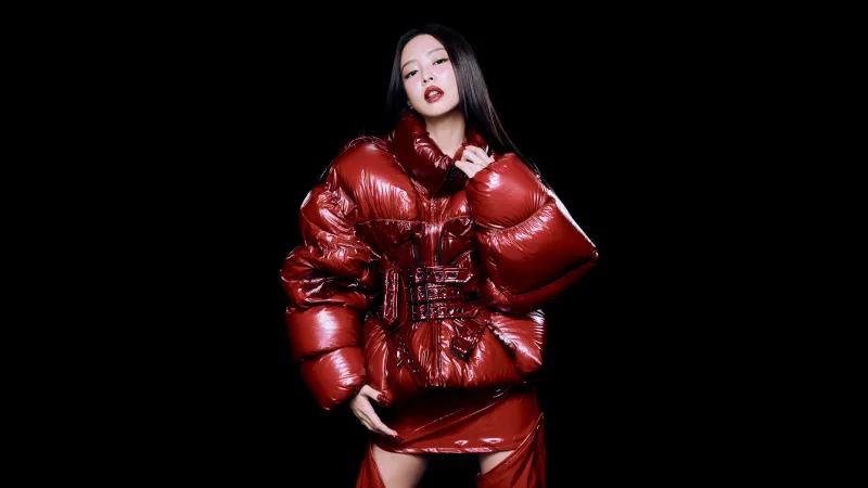 Jennie Kim Jump Visual cut, 12K wallpaper, Black background