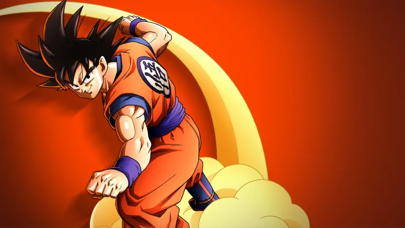 Son Goku, Dragon Ball Z: Kakarot, Orange background, 4K wallpaper