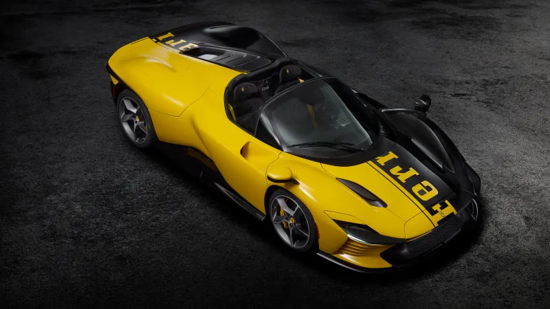Ferrari Daytona SP3 Tailor Made wallpaper, Yellow and black, Top view, 10K