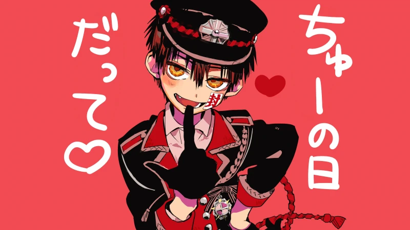 Toilet-Bound Hanako-kun, Hanako, Anime boy, Red background, 5K wallpaper