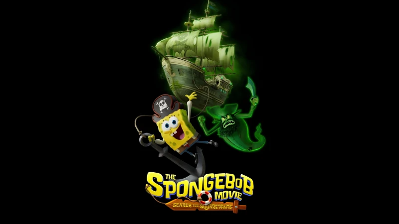 The SpongeBob Movie: Search for SquarePants, Black background 5K