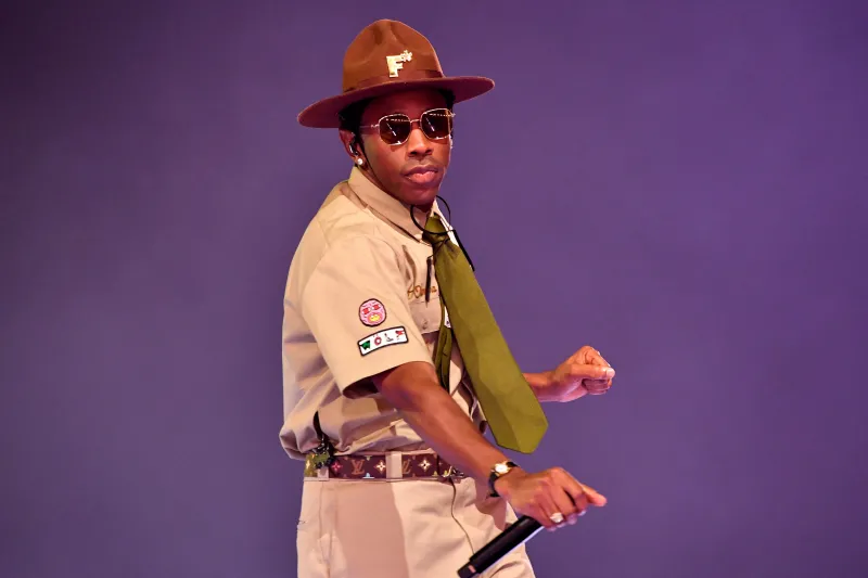 Tyler The Creator, Musician wallpaper, Louis Vuitton, Scout uniform, Sunglasses, Purple background, Hat