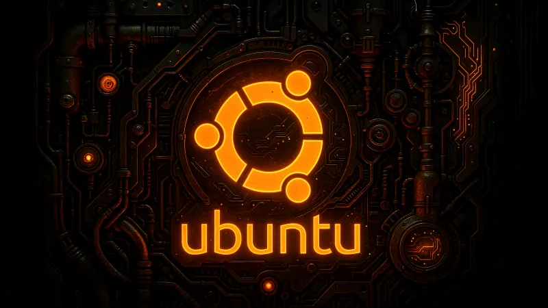 ubuntu Neon logo, Dark background 5K